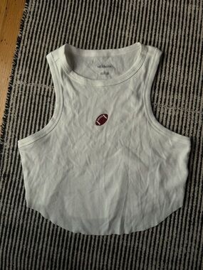 wild fable White Ribbed Crop Tank with Red Football Patch